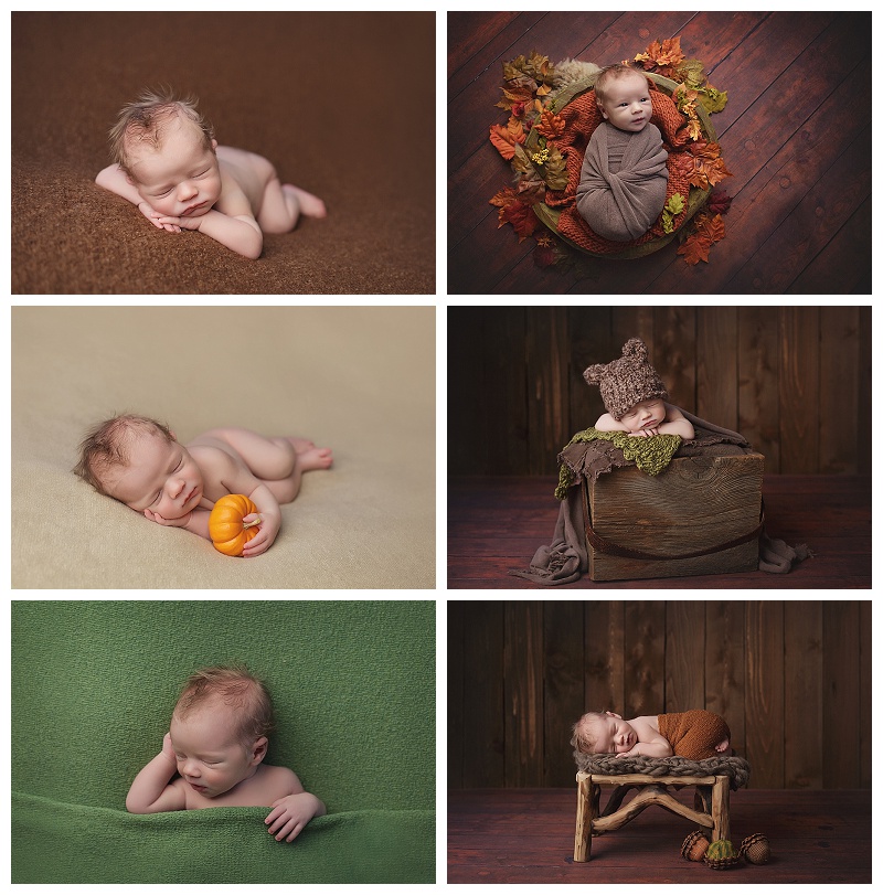 Seattle newborn photographer, Jennifer Wilcox, takes perfect portraits of a brand new baby boy with a Fall theme.